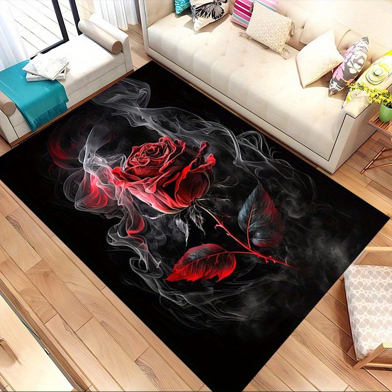 1pc Smoky Rose Themed Rug for Home Decor, Non-slip Office Carpet, Chair Mat, Outdoor Mat, Christmas and Halloween Gifts-0731047
