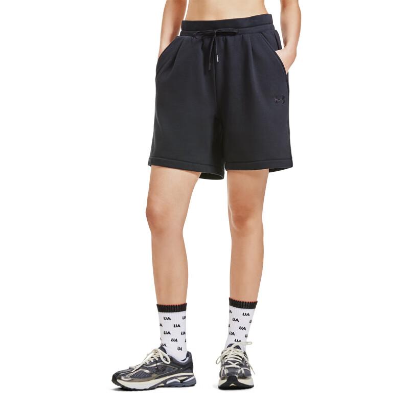 Under Armour L4L Elevated Solid Color Lace-Up Fleece Training Shorts Women Shorts Black 1388060-001