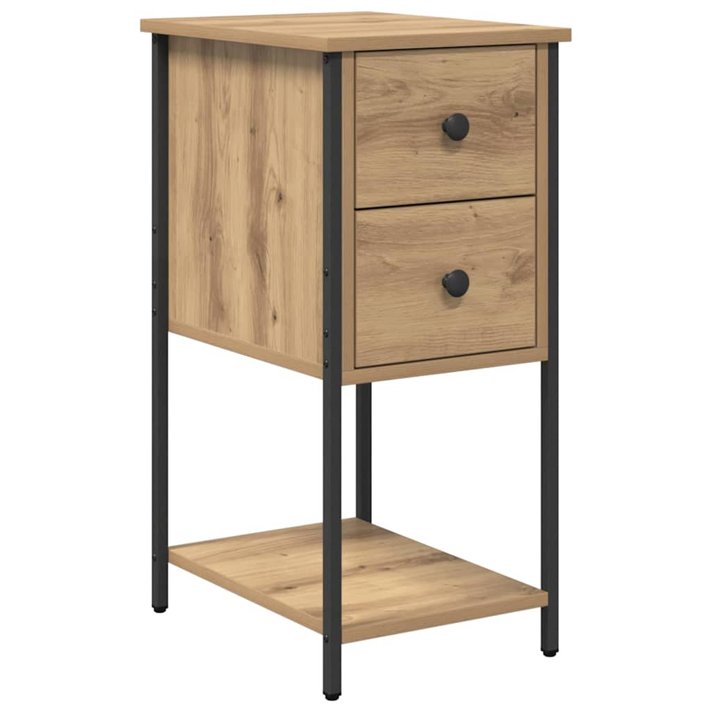 Nightstand Set of 2 Oak Style Handcrafted 32 X 42 X 70 Cm