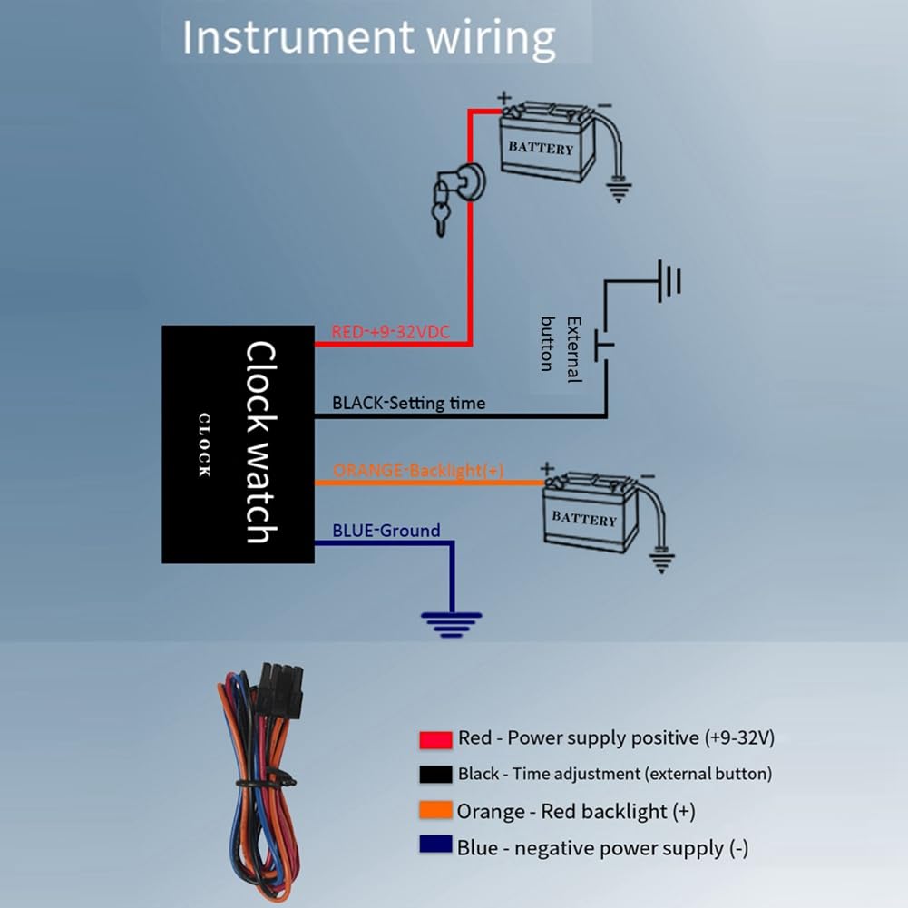 Lzcxszzm 0-12 Hour Meter 2" 52mm Watch Gauge with Red Backlit Instrument Show Clock