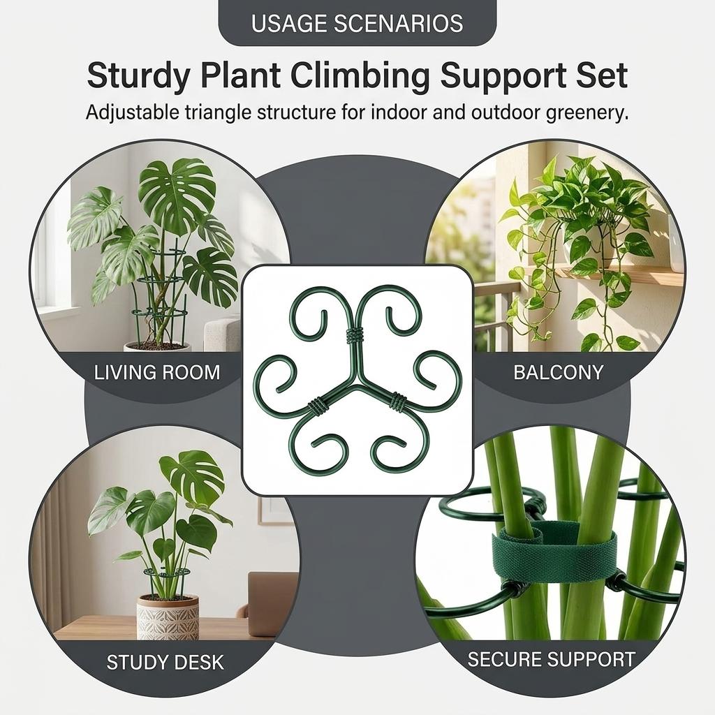 4Pcs Metal Plant Climbing Support Sturdy Triangle Structure Rust-proof Coating for Monstera and Trailing Plants