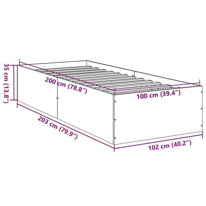 VidaXL Cadre de lit chêne marron 100x200 cm bois d'ingénierie, meuble de chambre à coucher, sommier, lit à panneaux, lit, 3281055