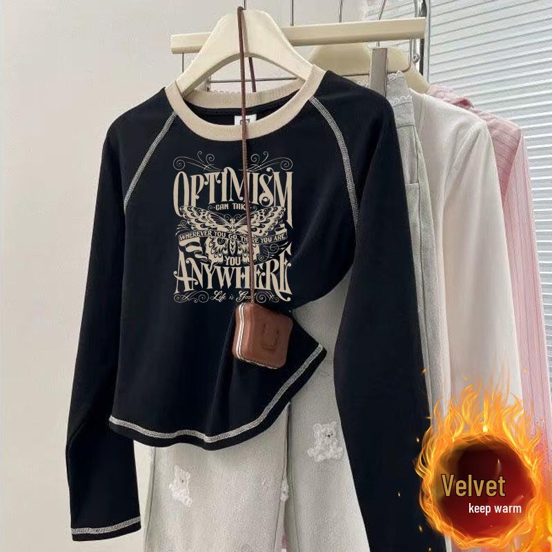 

Women s 2024 Chic Double-Sided Velvet Long-Sleeve Top - Autumn/Winter Versatile INS Style XXL 135-145 jin