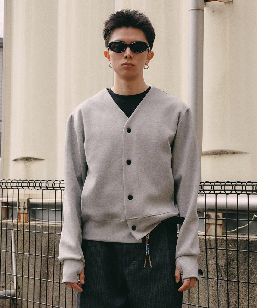 Xero V-Neck Crop Sweat Cardigan [Melange Gray]