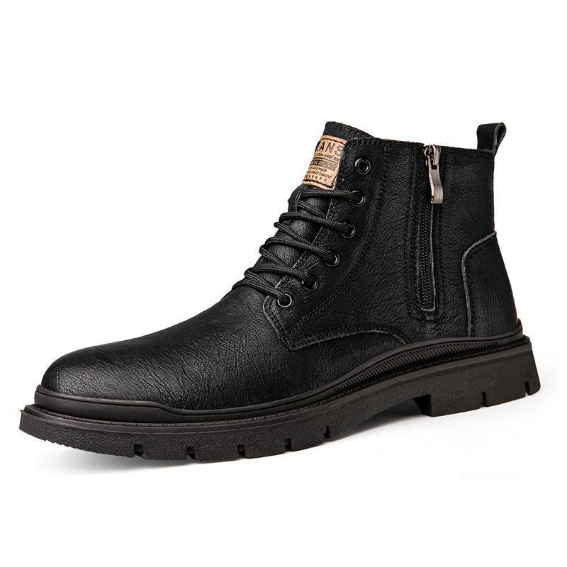 

Модные, популярные мужские ботинки из натуральной кожи, Европа, Америка, модные короткие ботинки, мужские ботильоны, офисные деловые ботинки 45 чёрный