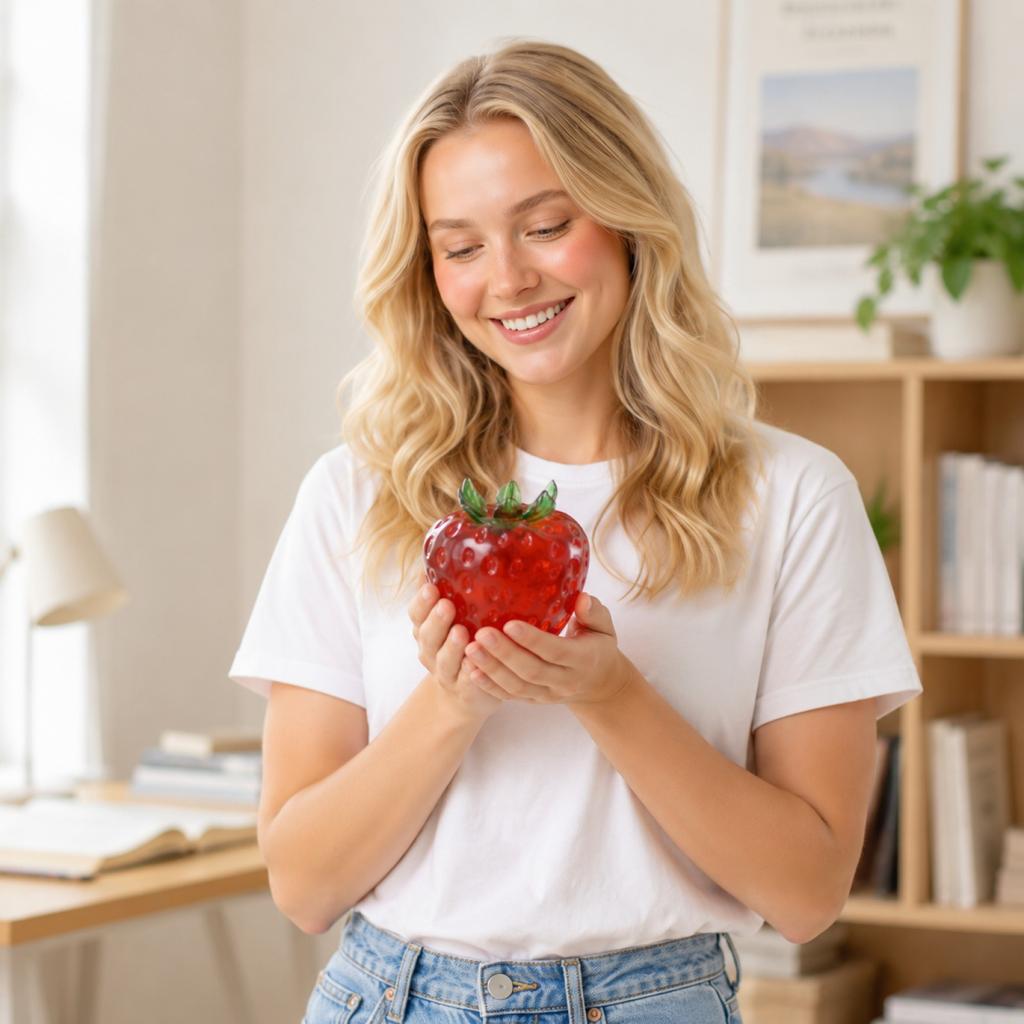 Simulated Strawberry Shaped Stress Toy Soft Decompression Sensory Item for Relaxation and