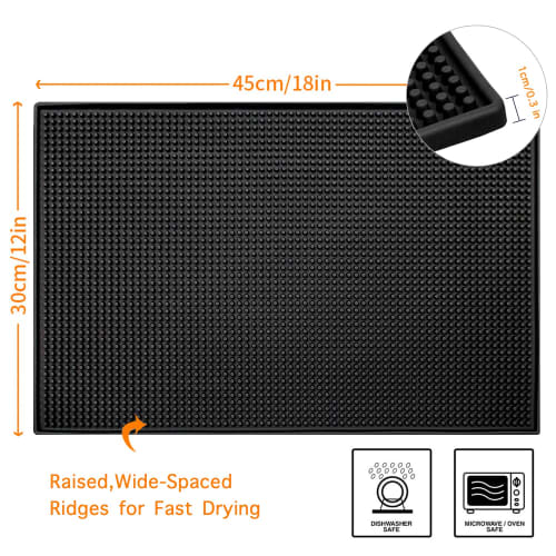 EXCO Coasters, High-Quality Silicone and Ceramic Coasters, Heat-Resistant, Non-Slip, Tea Trays, Multiple Styles to Choose from (Black Rectangle)