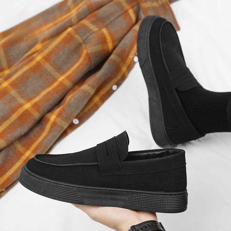 

Thick Sole Soft Suede Male Casual Shoe Round Toe Men s Leather Shoes Moccasin Loafers Platform Height Increasing Slip-on Retro 39
