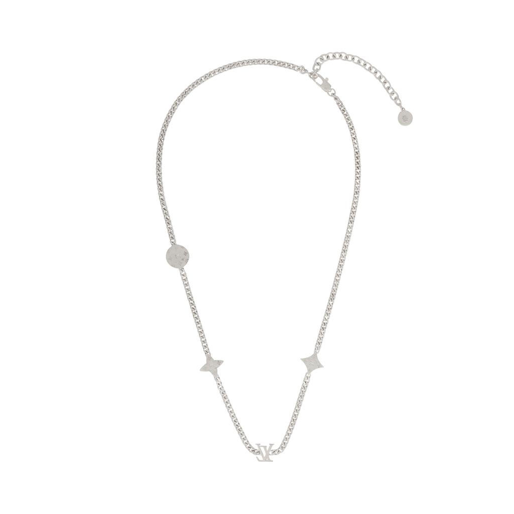Louis Vuitton Charms Logo Detail 925 Silver Necklace Men Necklace M01717