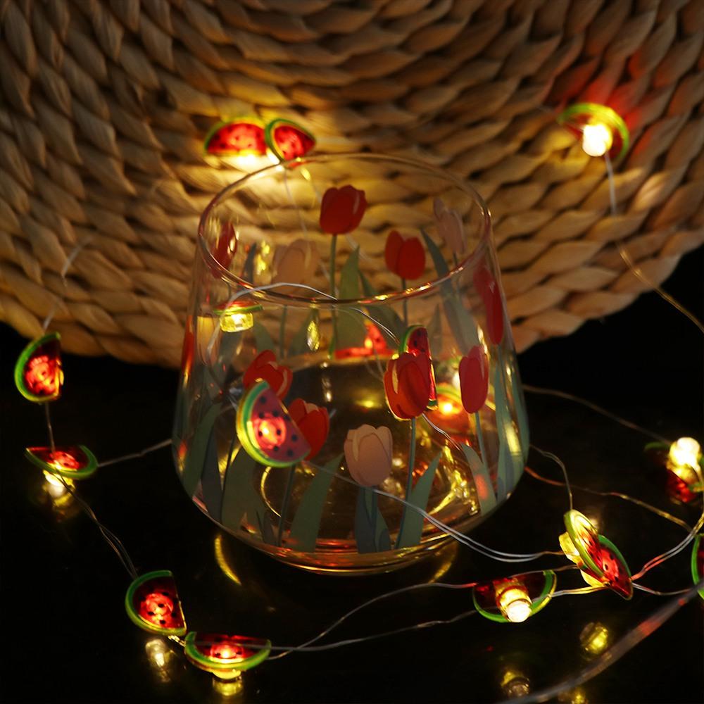 Creative LED Watermelon String Lights Colorful Fruit Colored Lights Fruit Night Lights Craft