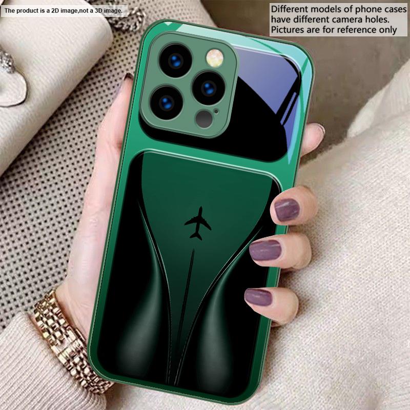 Aircraft in gradual flight For iPhone 17 Air 16 E 15 14 13 Plus 12 mini 17 Pro Max 11Pro XR Xs 7 8 11 Tempered Glass Phone Case