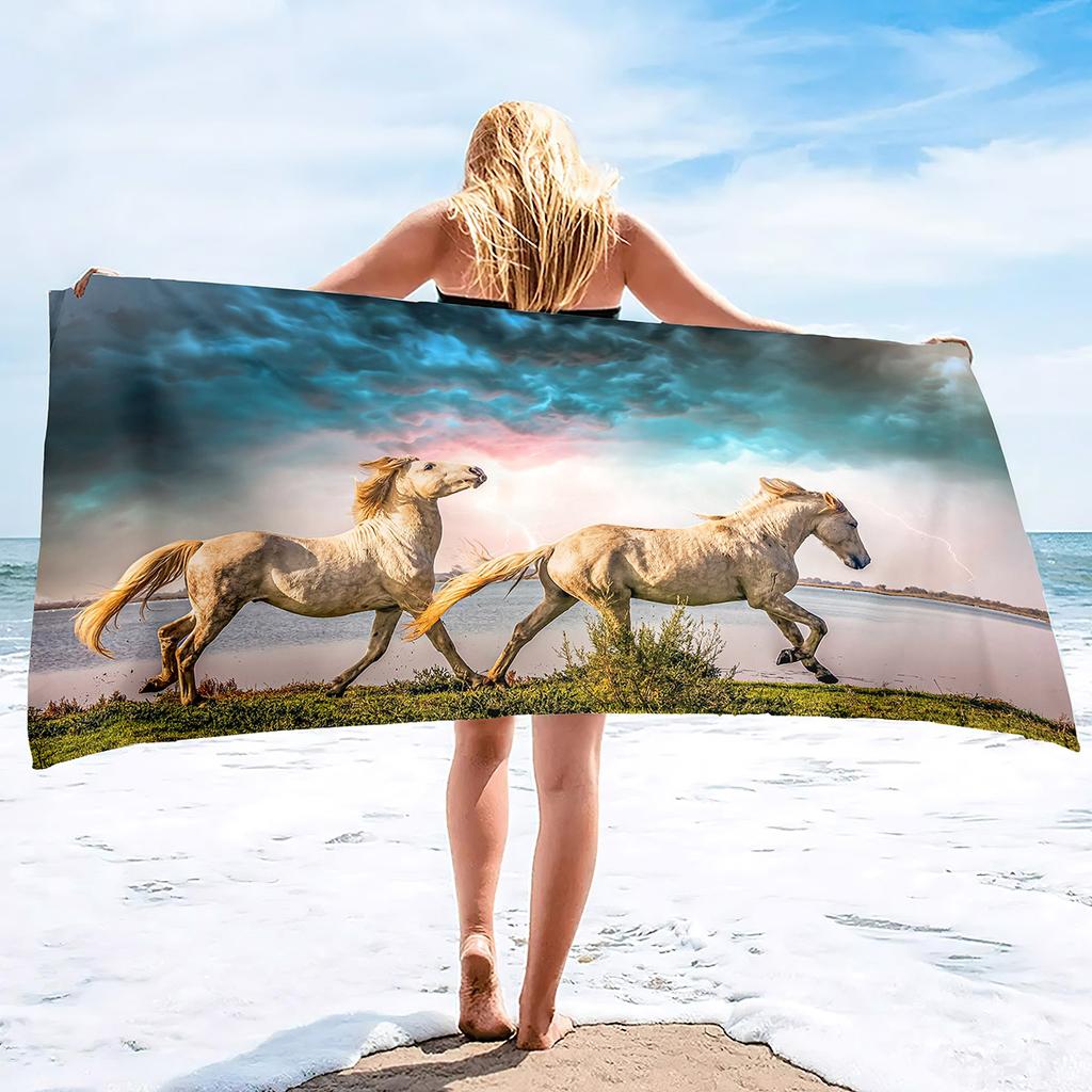 Horses Print Super Soft Beach Towels Oversized Microfiber Bath Towels Quick Dry Absorbent Towel for Adults Men Women Boy Girl