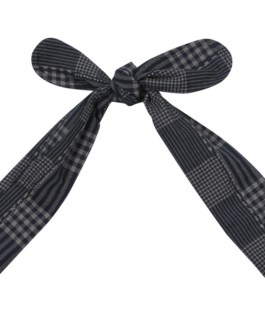 Bauf Tie-Up Check Crossbody Bag [Navy]