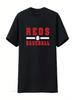 Reds Baseball T Shirt  Vintage Washed Slightly Casual Versatile Breathable Top For Everyday Wear Stylish Streetwear Unisex