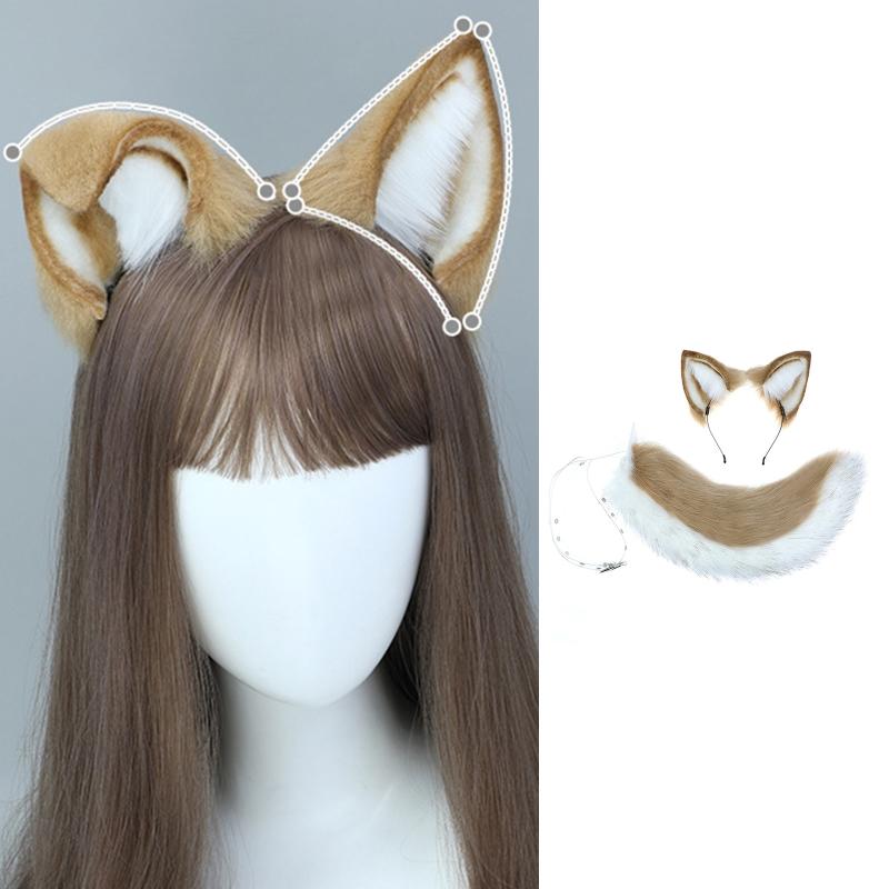 Faux Fur Dog Ear Hair Hoops Night Party Anime Lolita Hairband Fur Headbands Clip Shiba Inu Ear Headband Animal Hair Hoop