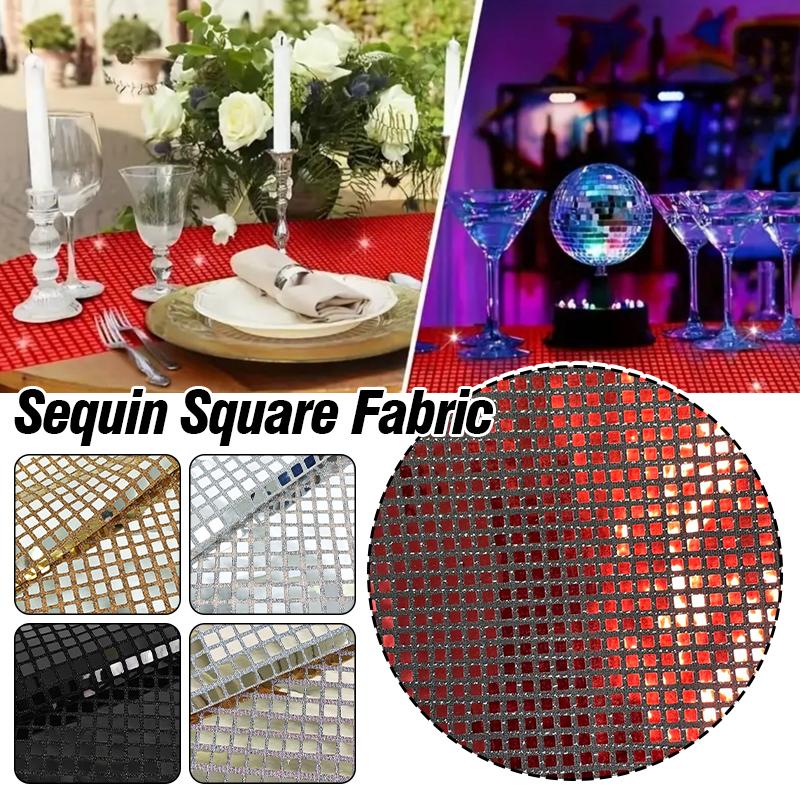 5 Colores Metal Color Mágico Cuadrícula Cuadrada Malla Espejo Suave Textil Decorativo Tela DIY Fiesta Escenario Disfraz Lentejuelas Tejido de Diseñador