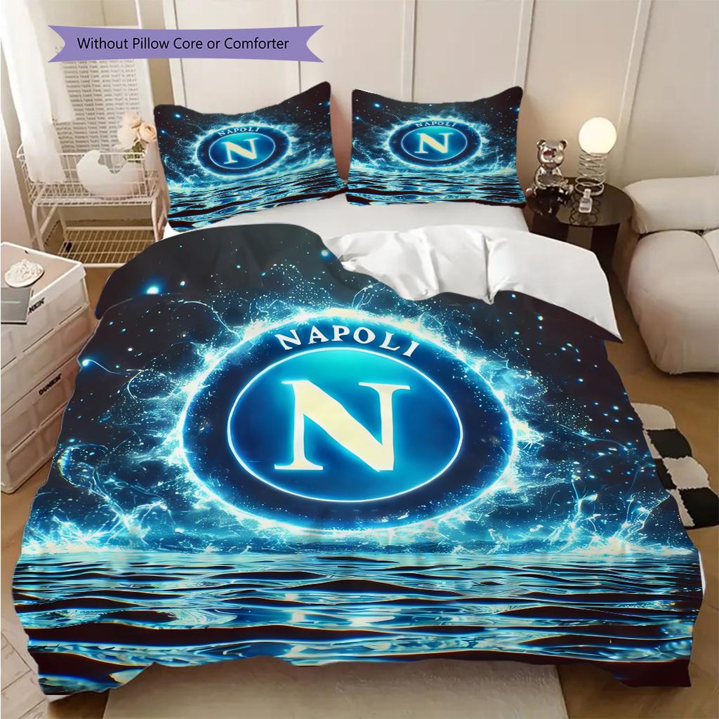 SSC Napoli Muster Bettwäsche Steppdecke Set Bettbezug Kissenbezug Heimdekoration Geburtstagsgeschenk (1 Bettbezug + 2 Kissenbezüge, ohne Füllung)