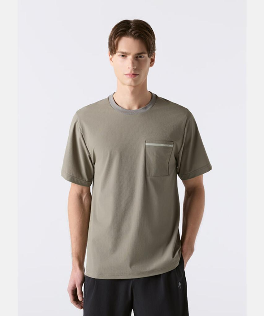 DESCENTE Dualis Air Stretch Woven Short Sleeve T-Shirt Khaki Sr221Dts41