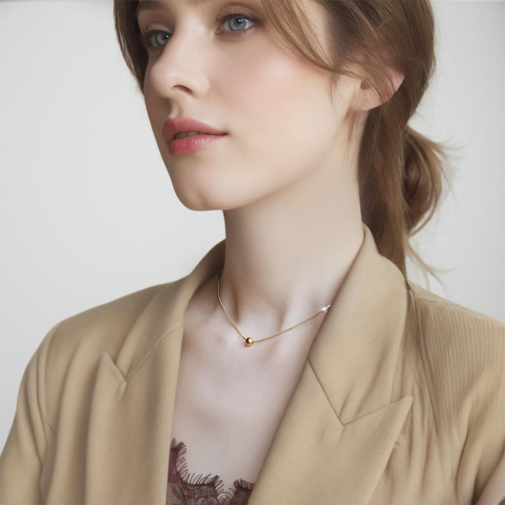 Minimalism Stainless Steel Round Bead Necklace Handmade Chain Collar Necklace Tarnish Resistant Jewelry for Women