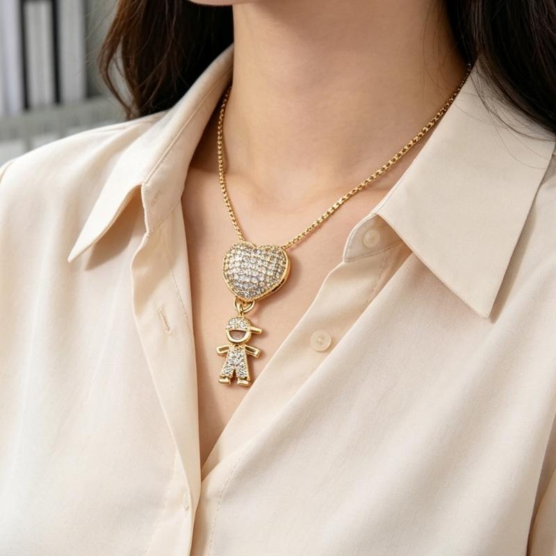 Elegant Boy And Girl Pendant Necklace Gold Plated Copper For Couples Or Friend Gift Giving Neck Chain