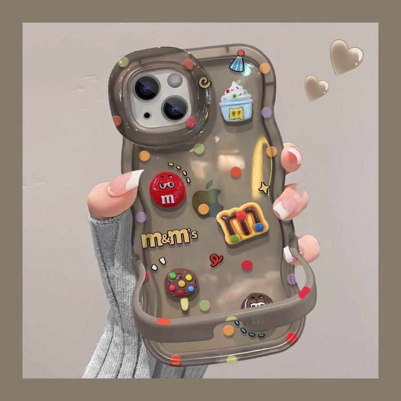 Applicable to Apple 15Pro mobile phone case silicone vivo three-dimensional M bean doll Huawei P60 dual bracket oppo/Xiaomi
