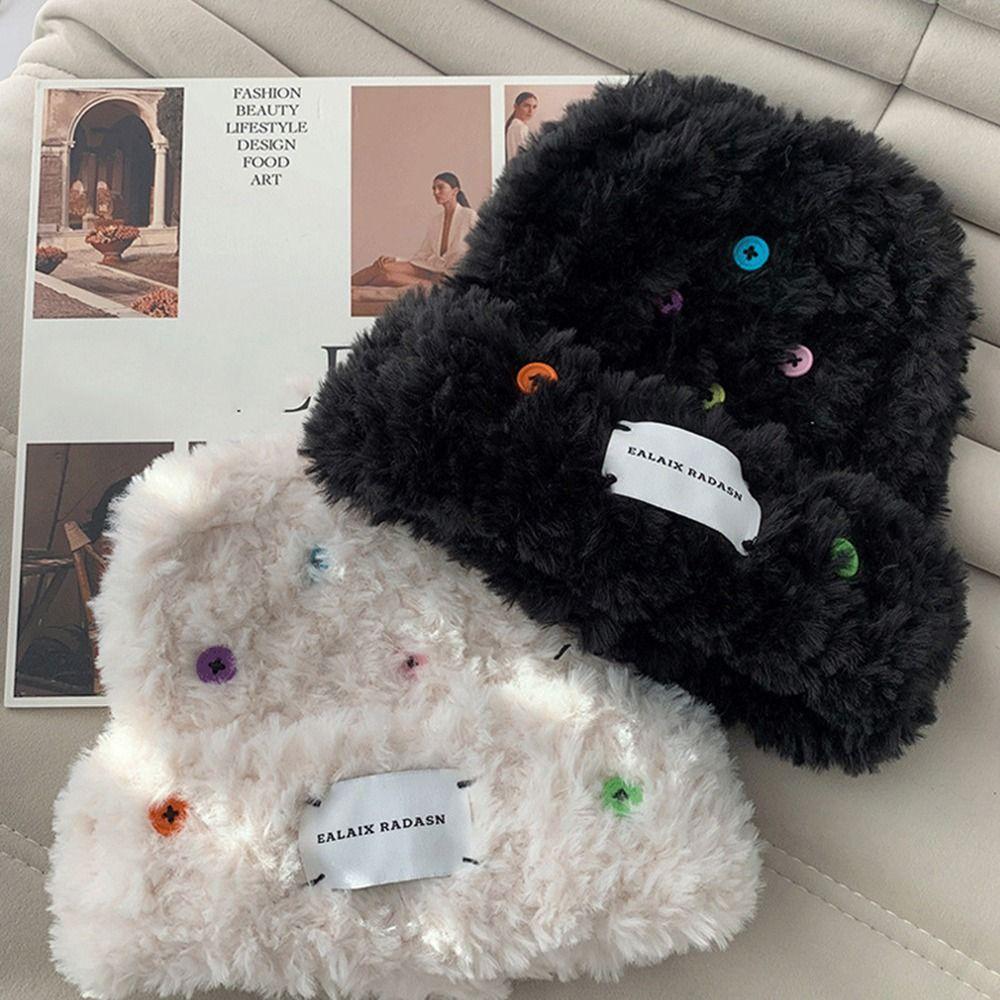 

Color Knitted Winter For Female Ear Protection Knitted Wool Hat Fisherman Hat Beanie Hat Warm Cap білий