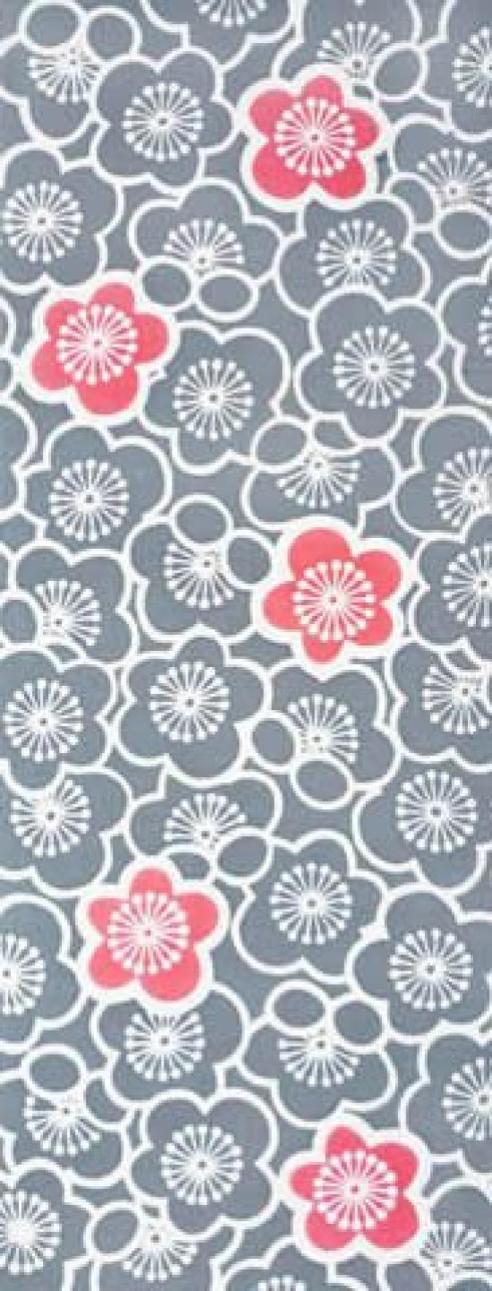

Tenugui Hand Chusen Made in Plum Blossom Pattern Gray Niwa-zome Towel, Print, 100% Cotton, Japan, (Large),
