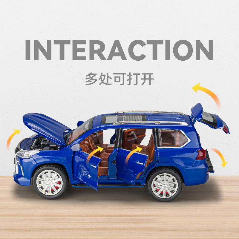 QMV5 1:24 Lexus LX570 Off Road SUV Alloy Metal Diecast Model Car Simulation Children Collectibles Hobby Ornaments Toy Holiday Present