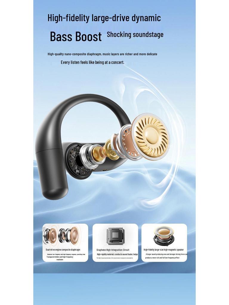 M118 Smart AI Translation Bluetooth Earphones with High-Quality Sound, Long Battery Life, Power Display & Ear Hook Design