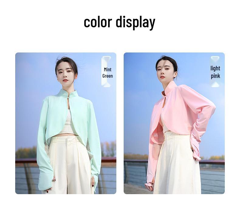 Women's Summer Sun Protection Shawl with Stand Collar - Cool, Breathable, for Driving/Cycling