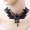 Gothic Victorian Black Lace Necklace Women Girl Boho Crystal Tassel Sexy Lace Choker Dark Loli Style Holiday Party Girl Jewelry