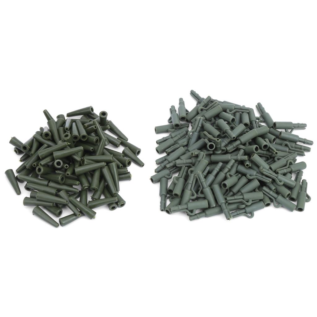 100 Sets 35MM Carp Fishing Fixing Line Connector Sleeve Safety Clip Tackle AccessoryGreen