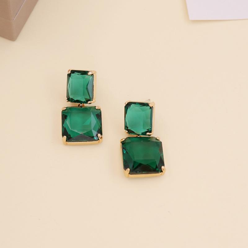Women's Silver Needle Square Crystal Geometric Clear Resin Drop Earrings Hot Sale New Arrivals Design