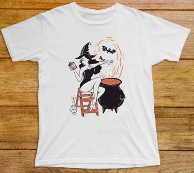 Sexy Witch T Shirt 584 Bubbling Cauldron Bat Book Of Spells Witchcraft Magic New
