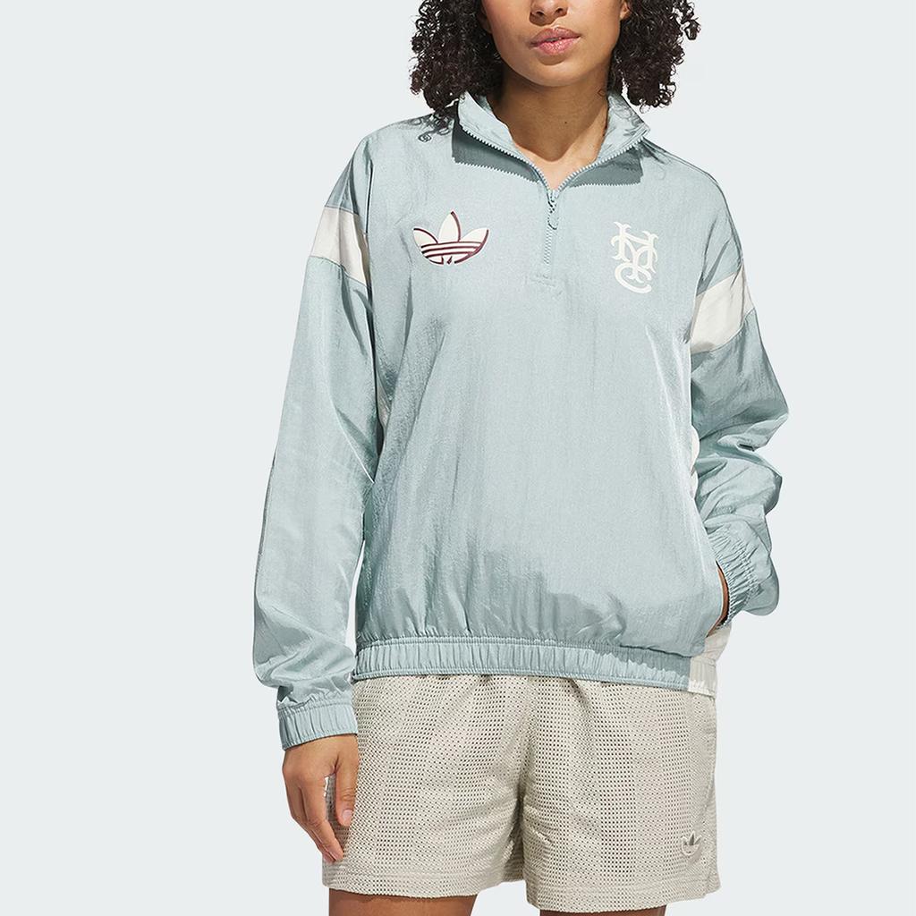 Adidas Originals X Hoop York City Kollaborationslogo Halb-Zip Langarmjacke Unisex Jacke Grün JC5971
