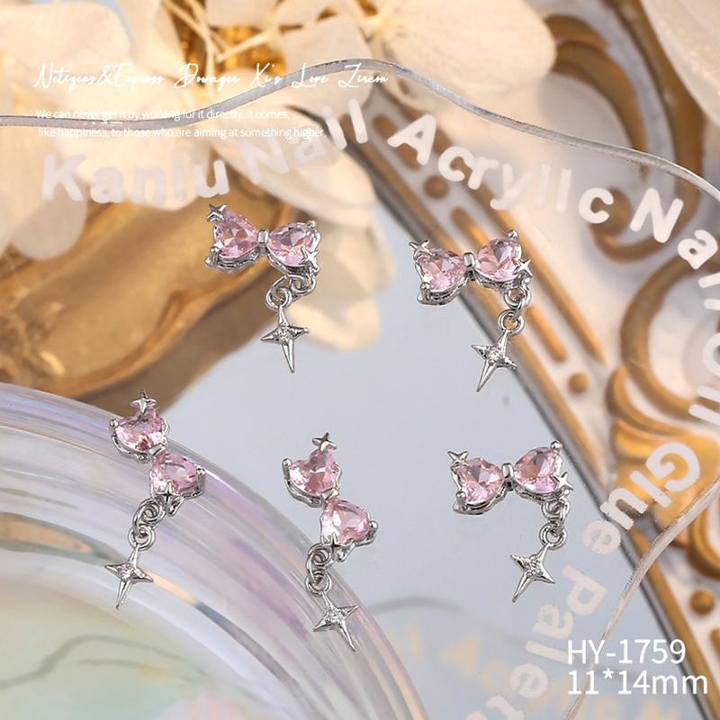 

1Pc Diy Nail Art Decoration 3D Butterfly Chain Nail Art Charm Love Bow Nail Drill For Manicure Design Accessory as the picture