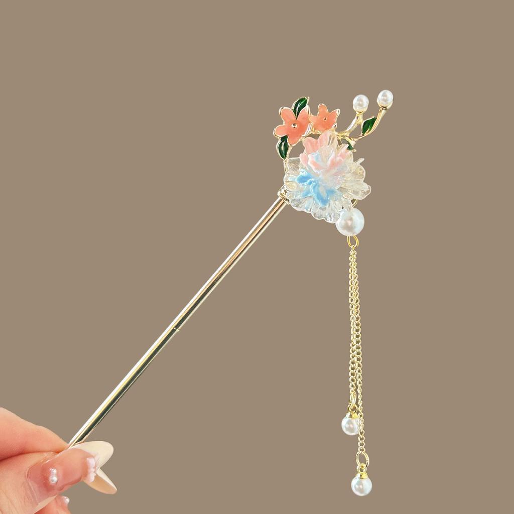 New Chinese Peony Hairpin Women's Premium Sense Antique Xiuhe Headgear Accessories Hairpin Pearl Step Hairpin