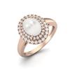 2.42 Cts Oval Pearl Solitaire 925 Sterling Silver Rose Vermeil Halo Engagement Women Ring