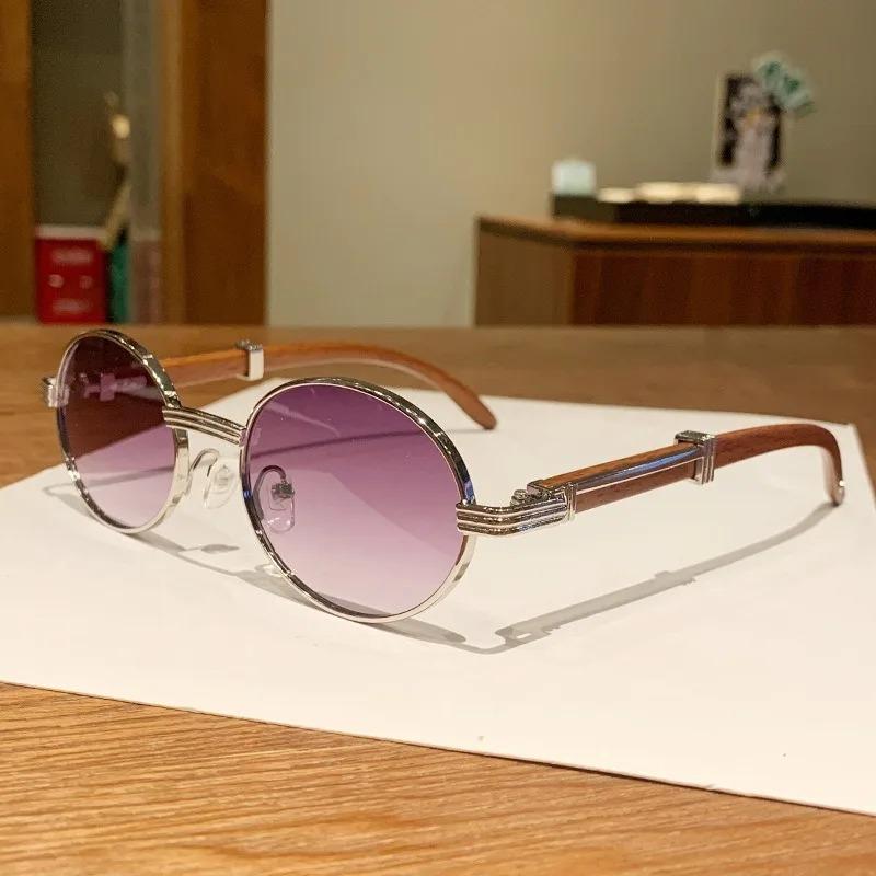 Retro Oval Men Sunglasses Fashion Brand Designer Clear Gradient Lens Eyewear Women Luxury Sun Glasses Shades UV400