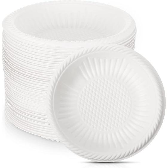 Bokon 100 Count 4 Inch Small Paper Plates Heavy Duty Round Paper Starch Disposable Plates Mini Party Plates Bulk for Dessert, Cake, Appetizer, Dinner
