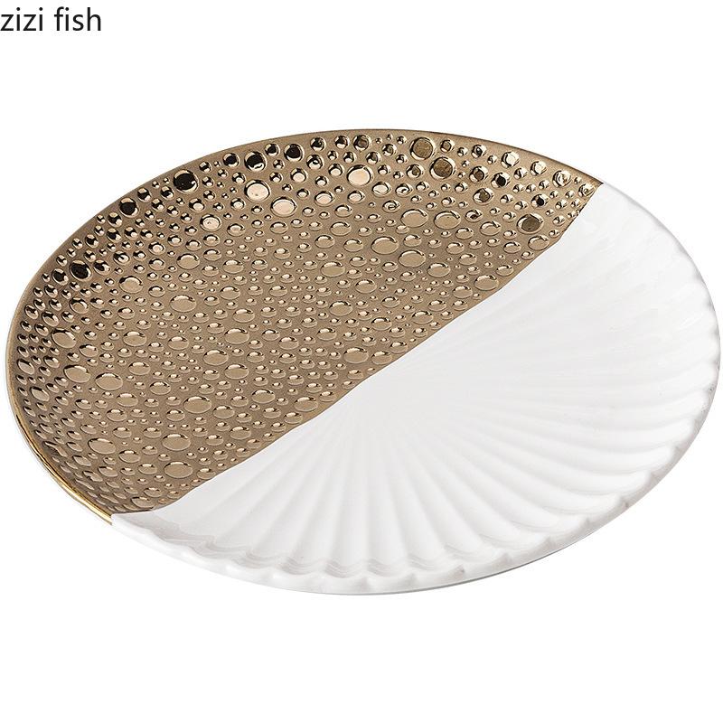 Creative Splicing Ceramics Western Plate Dining Plate Golden Dessert Plates Dessert Bowl Fruit Dish Salad Bowl Serving Plates
