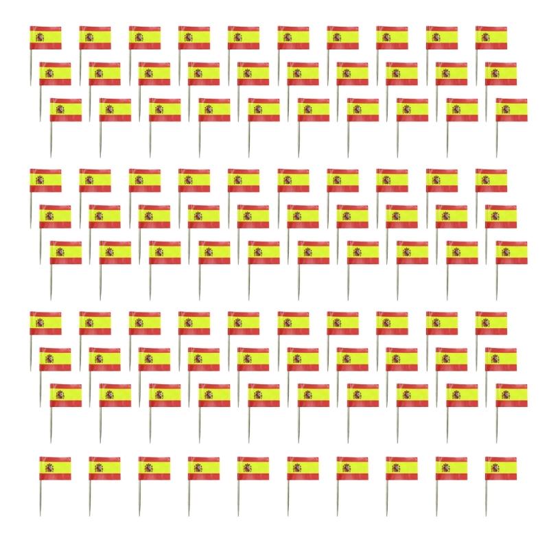 100Pcs Multicolor International Flag Toothpicks Cupcake Picks Cake Top Ornament For Desserts Display Festival Decoration