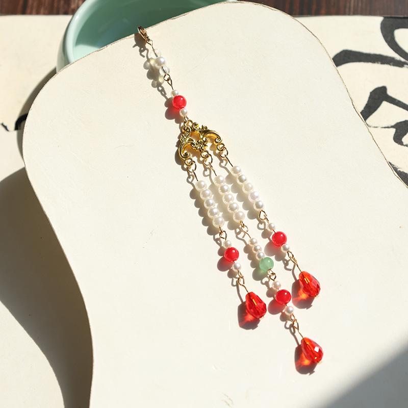 Ancient Style Removable Tassel Fan Hairpin Pendant - Chinese Semi-Finished Step Shake Accessory.