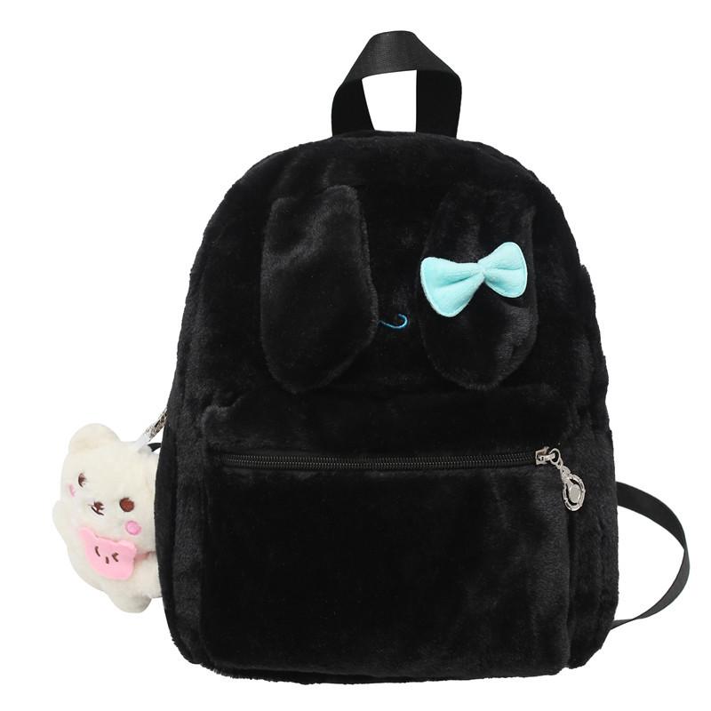 Schoolbag Korean Fashion Solid Color Japanese Cartoon Casual Versatile Plush Backpack Cute Girl Heart Simple Atmosphere Bag
