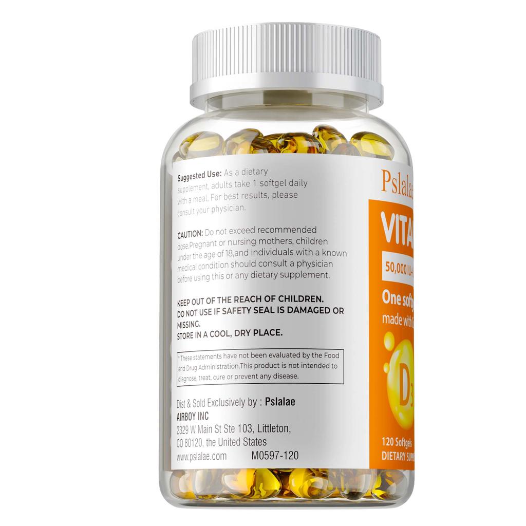 Vysoce účinný doplněk 2 v 1 vitamín D3 + K2, obsahující 50 000 IU vitamínu D3 a 200 mcg vitamínu K2 (MK-7) pro podporu zdraví kostí.