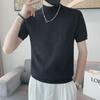 Men's Slim Fit Half Turtleneck Short Sleeve Knit Sweater - Spring/Autumn Solid Color Casual Top