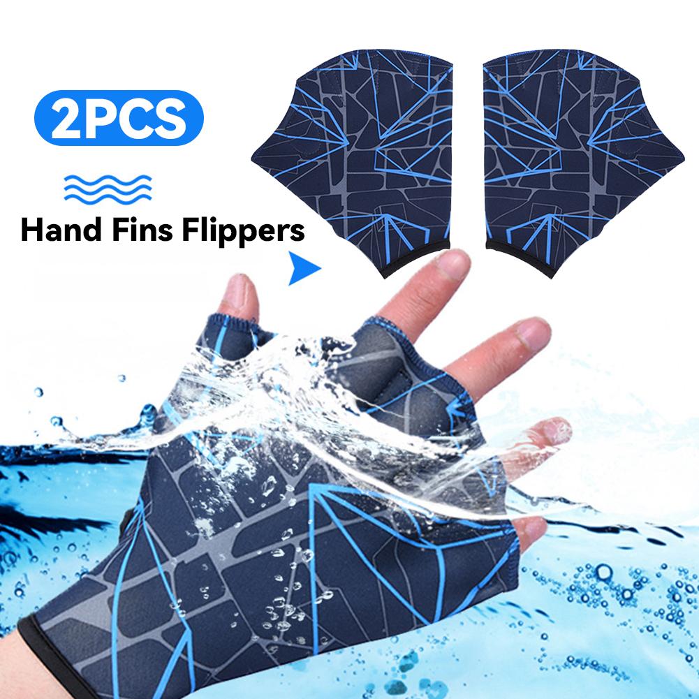 2x Swimming Hand Fins Flippers Finger Webbed Gloves Paddle Water Sports Gloves s