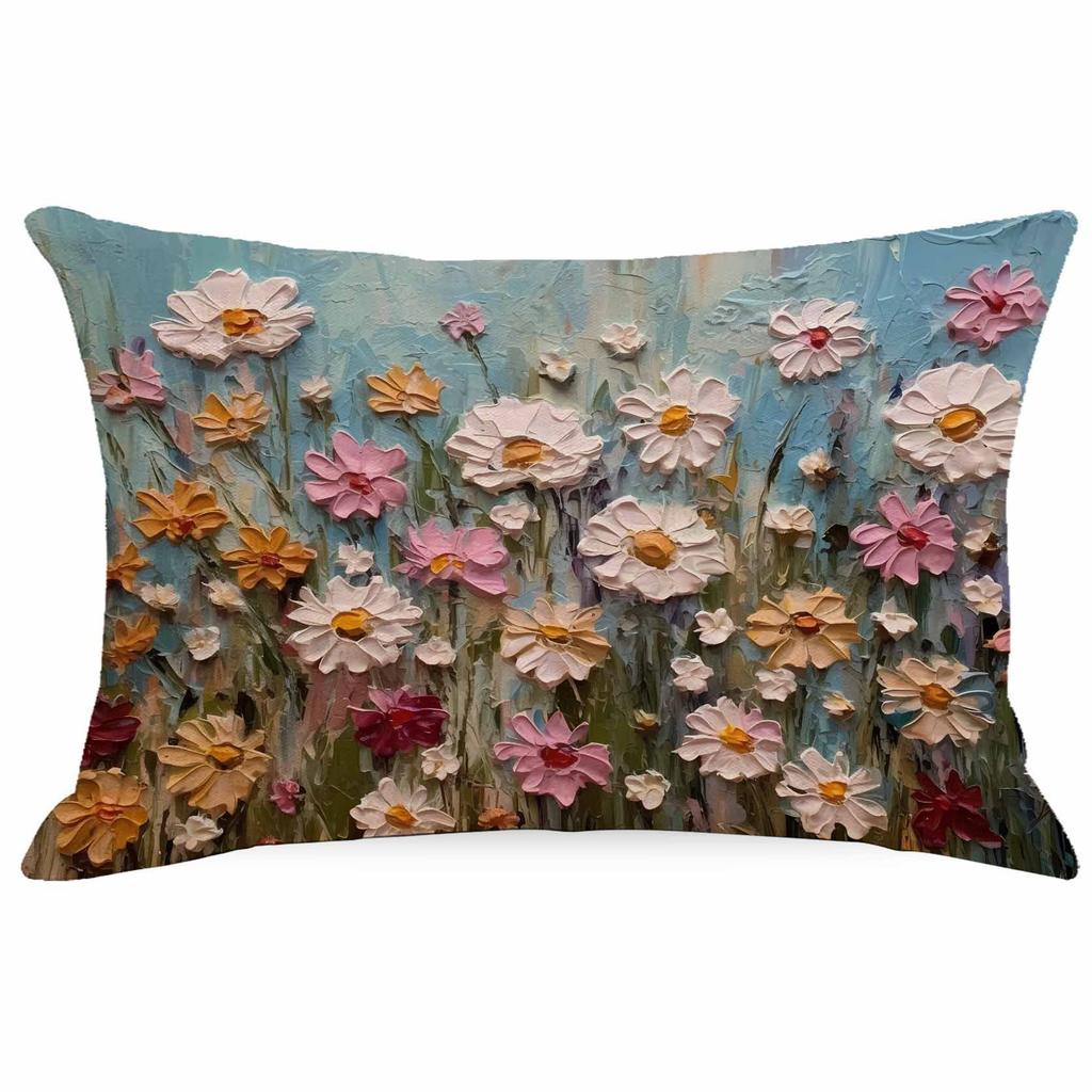 New Decorative Pillowcase 3D Three-dimensional Effect Floral Pillowcase Sofa Cushion Cover Digital Printing