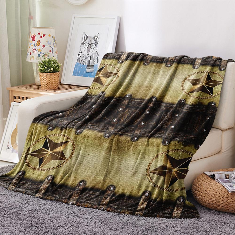 1Pc Western Texas Print Flannel Blanket, High Quality Comfortable for All Seasons, Home Decor, Warmth and Comfort, Perfect for Christmas Gifts