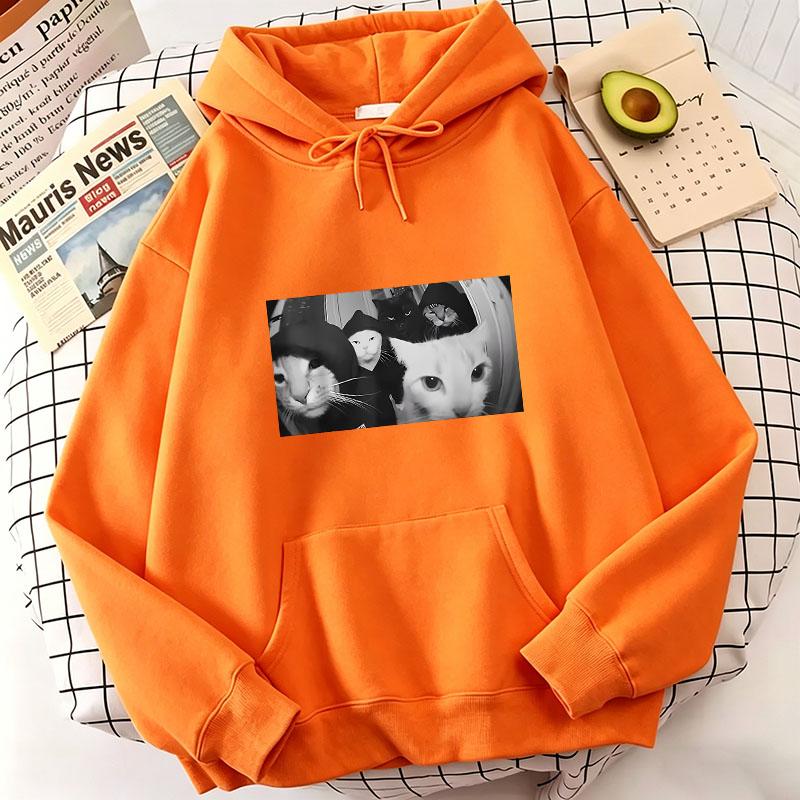 Hip Hop Cat Print Hoodies Spring Autumn Winter Casual Hoodies Sweatshirts Men Women Tops Streetwear